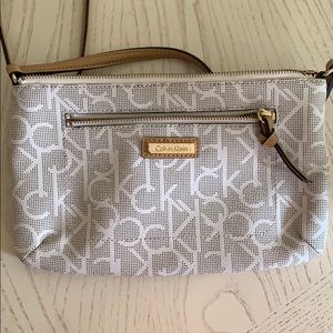 Calvin Klein crossbody white leather trim